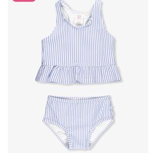 Ruffle Butts Striped Blue and White Seersucker Two Piece Swimsuit 6